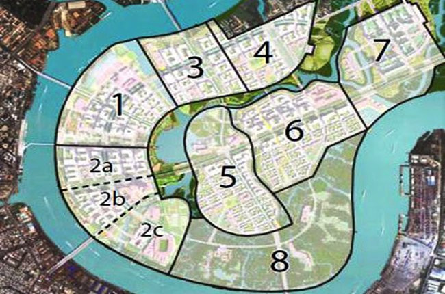 Sơ đồ 8 khu chức năng trong khu đô thị Thủ Thiêm Sơ đồ 8 khu chức năng trong khu đô thị Thủ Thiêm