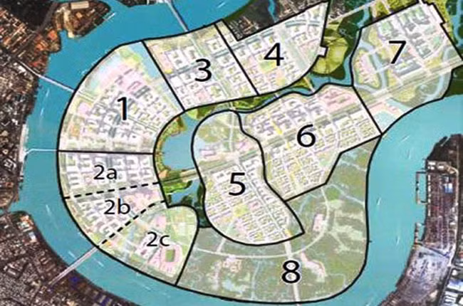 Sơ đồ 8 khu chức năng trong khu đô thị Thủ Thiêm Sơ đồ 8 khu chức năng trong khu đô thị Thủ Thiêm