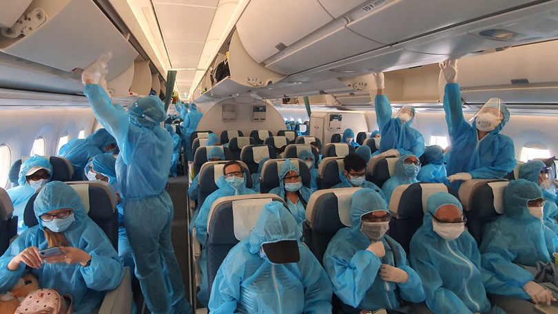 Máy bay của Vietnam Airline giải cứu người Việt mùa COVID-19 (Ảnh: VNA cung cấp)