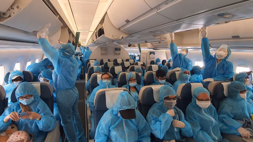 Máy bay của Vietnam Airline giải cứu người Việt mùa COVID-19 (Ảnh: VNA cung cấp)