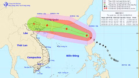Dự kiến đường đi của cơn bão số 2.