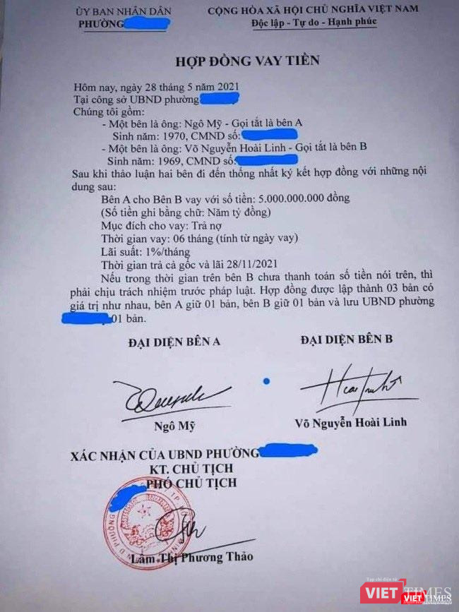 Hợp đồng giả mạo vay tiền đứng tên nghệ sĩ Hoài Linh lan truyền trên mạng xã hội Hợp đồng giả mạo vay tiền đứng tên nghệ sĩ Hoài Linh lan truyền trên mạng xã hội