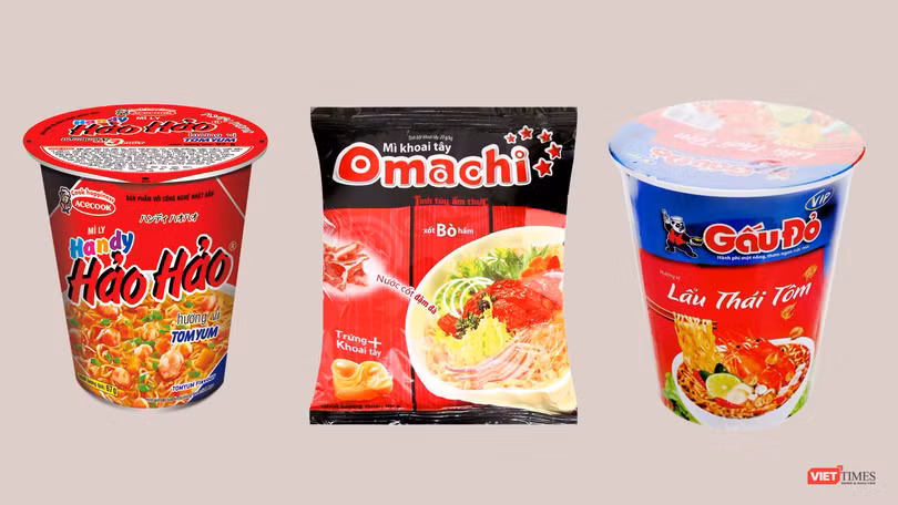 Ba thương hiệu mì hàng đầu trên thị trường hiện nay: Mì Hảo Hảo, Mì Omachi, Mì Gấu đỏ. Ba thương hiệu mì hàng đầu trên thị trường hiện nay: Mì Hảo Hảo, Mì Omachi, Mì Gấu đỏ.