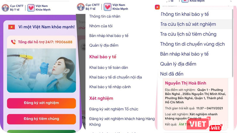 Dễ dàng tra cứu lịch sử xét nghiệm COVID-19. Ảnh: Hoà Bình
