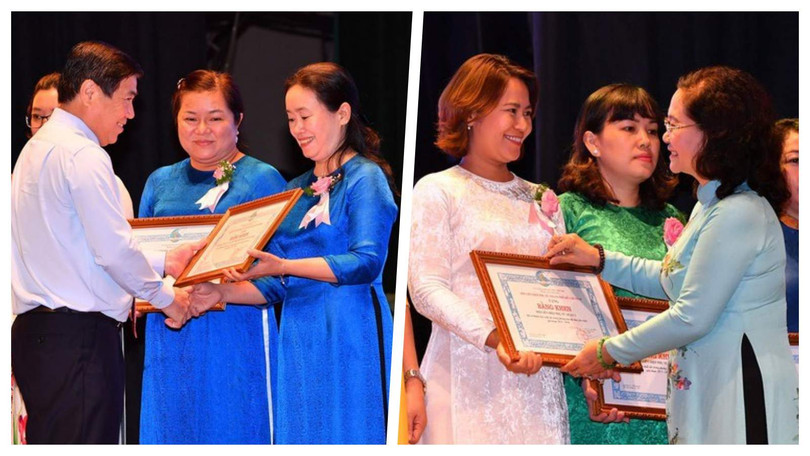 Lãnh đạo TP.HCM tặng bằng khen tuyên dương tập thể và cá nhân điển hình tiên tiến (Ảnh: Việt Dũng) 