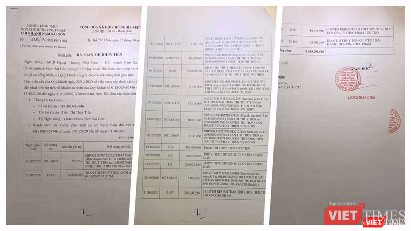 Sao kê Ngân hàng của ca sĩ Thuỷ Tiên được đăng công khai, có cả số điện thoại của các cá nhân liên quan để người dân có thể kiểm chứng (Ảnh: FBNV)