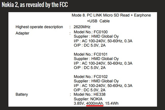 Nokia 2 sẽ có pin "khủng" 4000 mAh ảnh 1