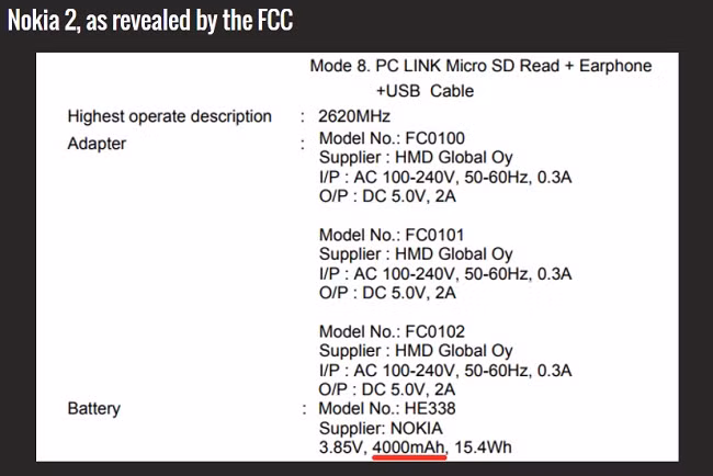 Nokia 2 sẽ có pin "khủng" 4000 mAh ảnh 1