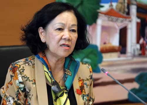 Bà Trương Thị Mai phát biểu tại tổ sáng 2/11. Ảnh: Võ Hải