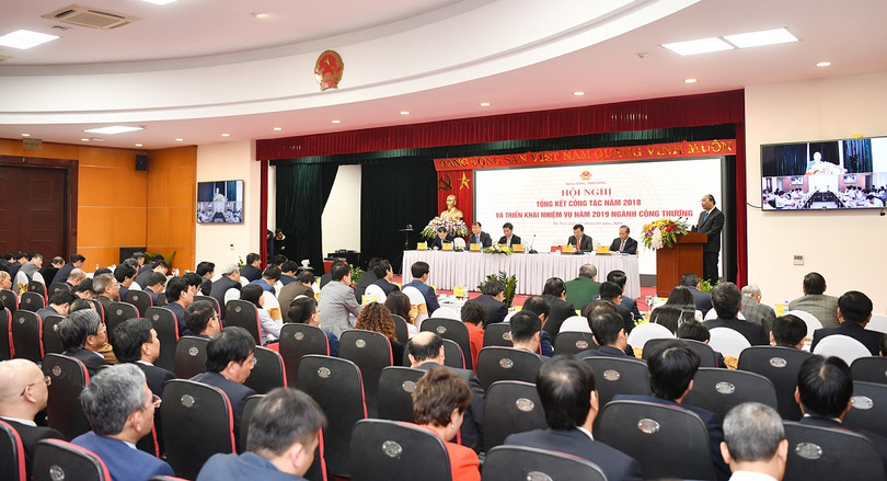 Toàn cảnh Hội nghị tổng kết công tác năm 2018 và triển khai nhiệm vụ năm 2019 ngành công thương. (Ảnh: VGP)