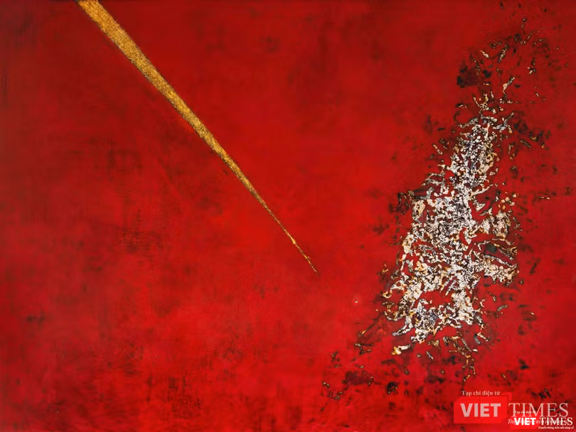 Plasma của mặt trời, sơn mài trên vóc, 120cm x 160cm, 2021