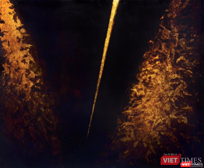 Tác phẩm Gió mặt trời (120x145) sơn mài, 2021