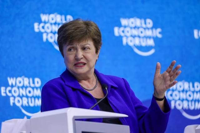 Bà Kristalina Georgieva, Giám đốc điều hành IMF, phát biểu tại WEF 2022. Ảnh: Reuters.