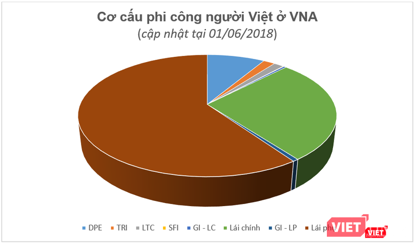 Cơ cấu phi công Việt Nam ở VNA.