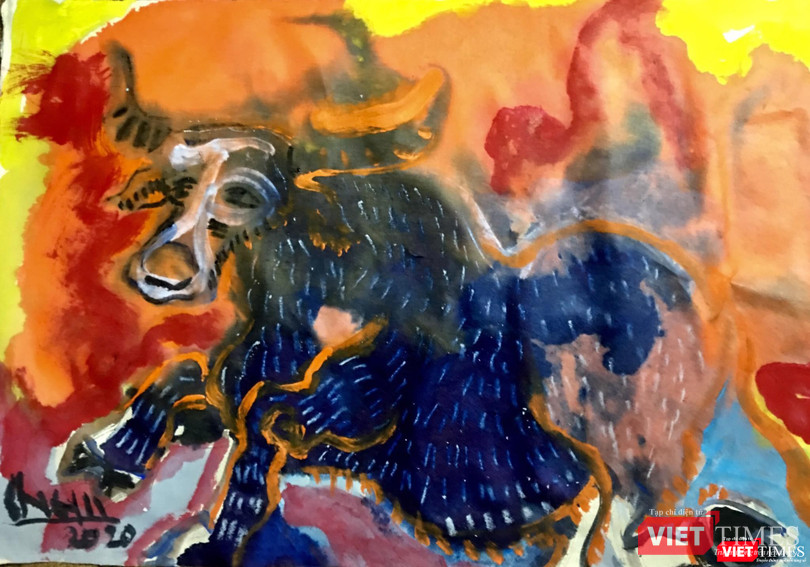 Con trâu xanh huyền thoại của hoạ sĩ Tô Chiêm Con trâu xanh huyền thoại của hoạ sĩ Tô Chiêm