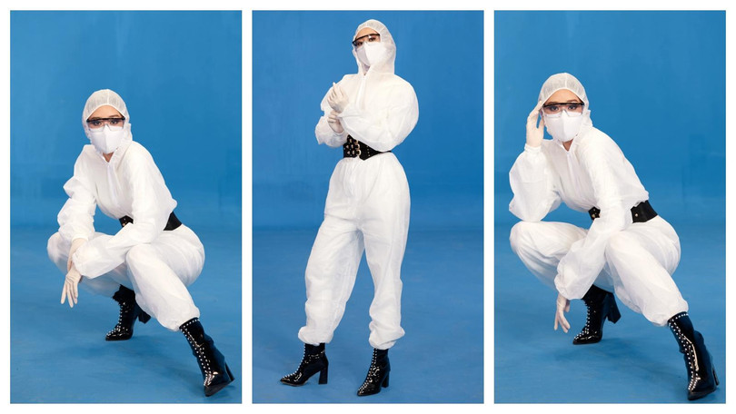 Hoa hậu Khánh Vân hoá thân thành biểu tượng chống COVID-19 (Ảnh: Sang Đào) 