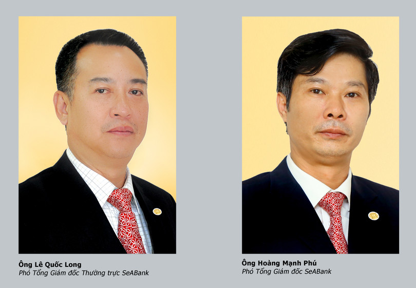 SeABank bổ nhiệm P.TGĐ thường trực Lê Quốc Long (trái) và P.TGĐ Hoàng Mạnh Phú (phải). (Ảnh: SeABank)