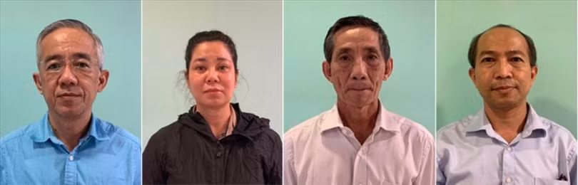 Các bị can từ trái sang phải- Nguyễn Trí Dũng; Phan Thị Bích Hạnh; Nguyễn Đỗ Nguyên; Lương Ngọc Tuấn