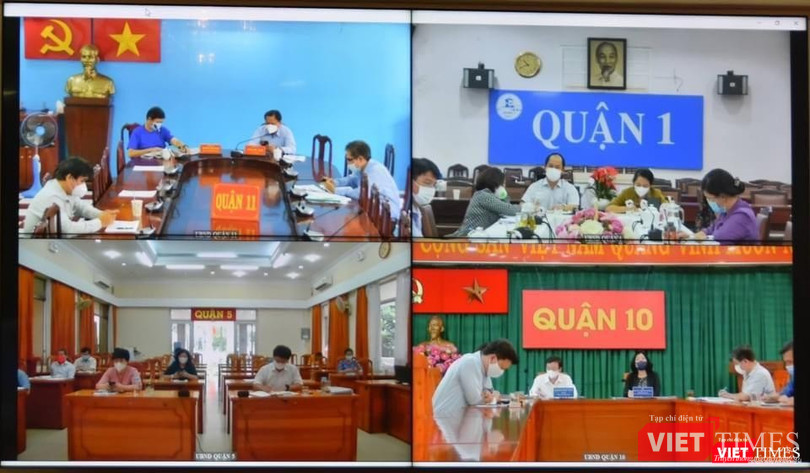 Một số đầu cầu tham dự cuộc họp - Ảnh: Khôi Nguyễn