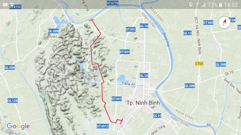 Sông Sào Khê dài khoảng 14km (đoạn màu đỏ) được đầu tư gần 2.600 tỷ đồng để thực hiện dự án. Ảnh: ND