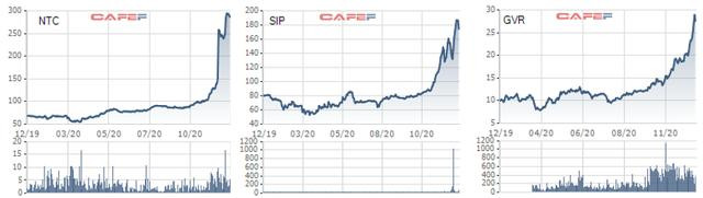 Biến động cổ phiếu Khu công nghiệp, cao su trong năm 2020