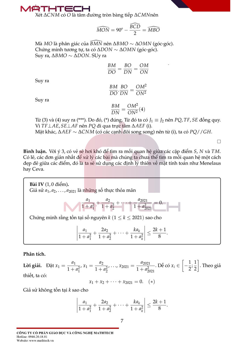 Đáp án môn Toán vòng 2 thi vào lớp 10 Trường THPT chuyên KHTN năm 2021 ảnh 9