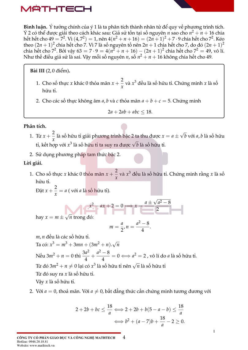 Đáp án đề thi Toán chuyên vào lớp 10 tại Hà Nội năm học 2021 ảnh 5