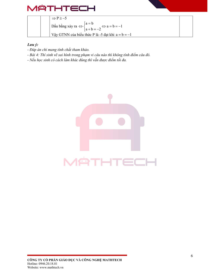 Đáp án đề thi tuyển sinh lớp 10 môn Toán TP Hà Nội năm 2021 ảnh 7
