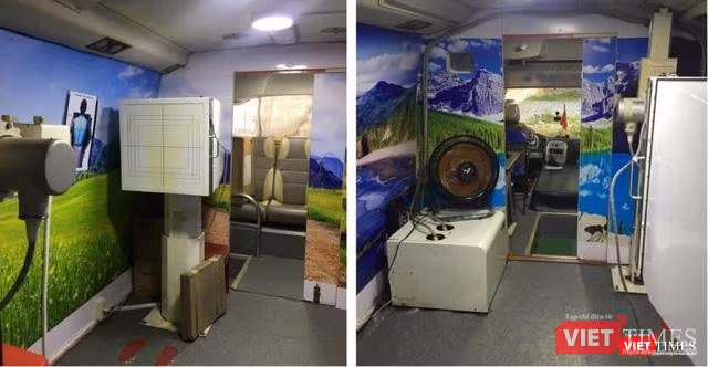 Xe chụp X-quang phổi lưu động (X- ray DR Mobile) có ứng dụng trí tuệ nhân tạo (AI) thay cho bác sĩ chẩn đoán hình ảnh đọc kết quả ngay sau khi chụp. Ảnh: Sở Y tế