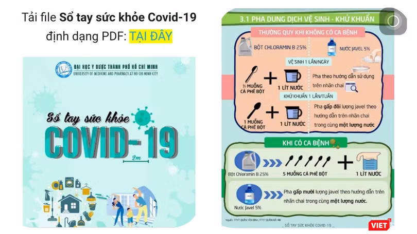 Sổ tay sức khỏe COVID-19 do nhóm biên soạn Giảng viên khoa YTCC - Đại học Y Dược TP.HCM thực hiện 