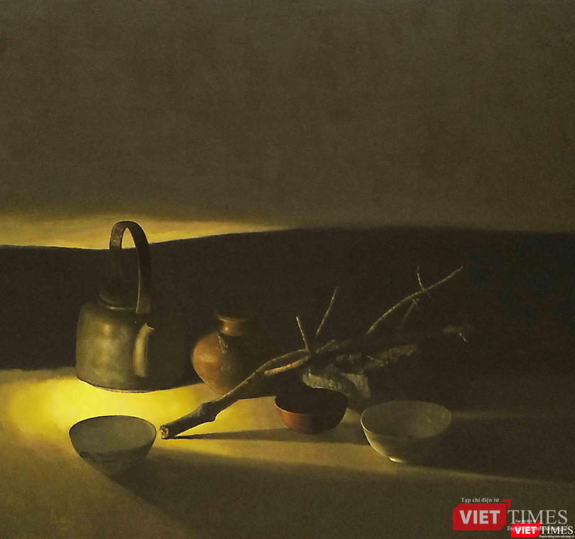 Lê Vượng, cành khô, sơn dầu, 100x100cm, 2022 Lê Vượng, cành khô, sơn dầu, 100x100cm, 2022