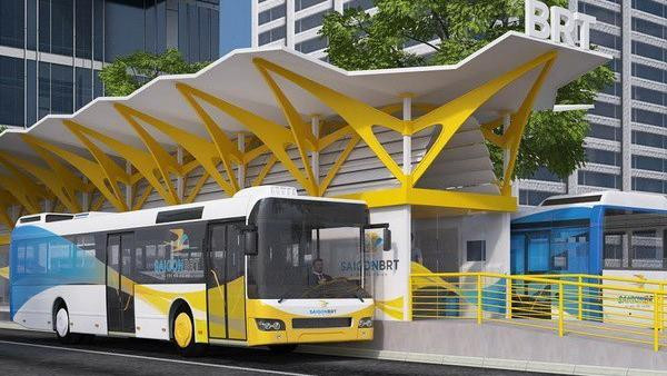Phối cảnh mô hình tuyến xe buýt BRT số 1. (Ảnh: HCMC) Phối cảnh mô hình tuyến xe buýt BRT số 1. (Ảnh: HCMC)