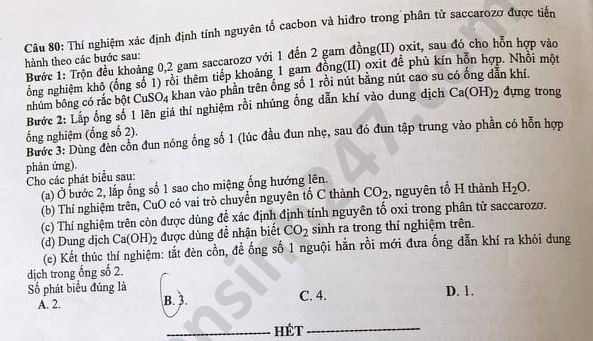 Đề thi môn Hóa học mã đề 221. Nguồn TTHN