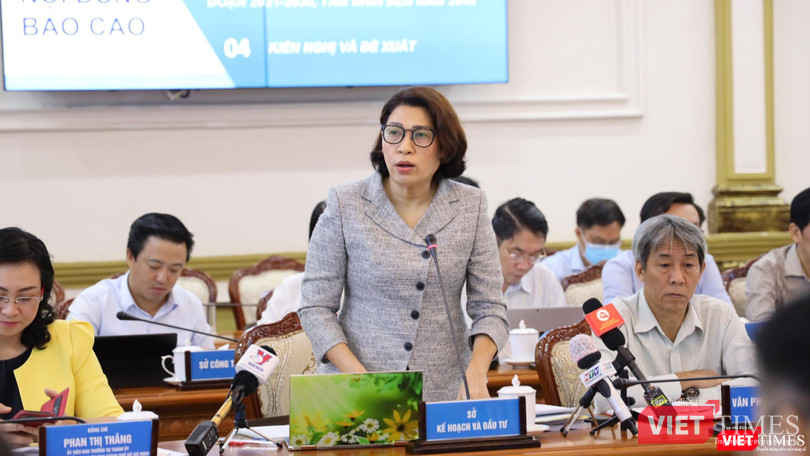 Giám đốc Sở Kế hoạch và đầu tư TP.HCM, bà Lê Thị Huỳnh Mai phát biểu