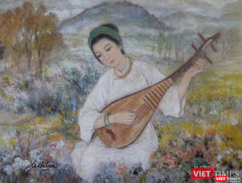 Lê Thị Lựu - Fillette aux nattes avec son panier de fleurs