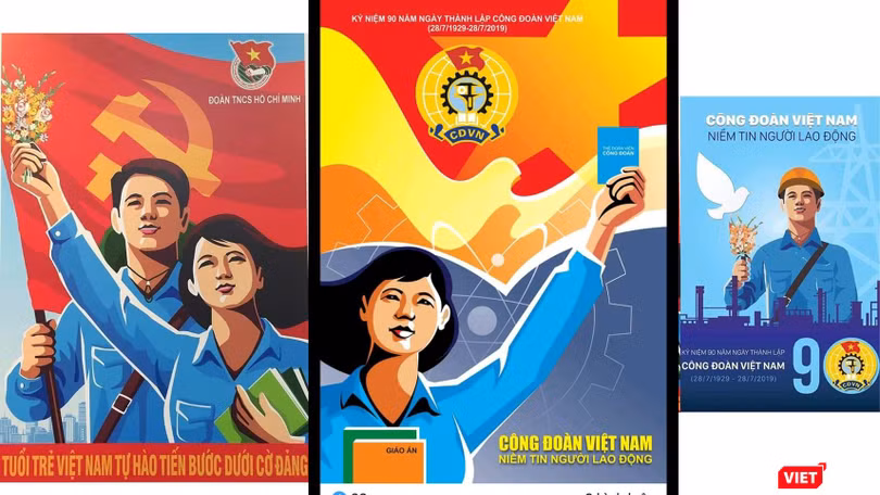 Bức tranh nguyên gốc “Thanh niên tự hào tiến bước dưới cờ Đảng” đã xuất hiện trong 7 bức tranh sao chép.