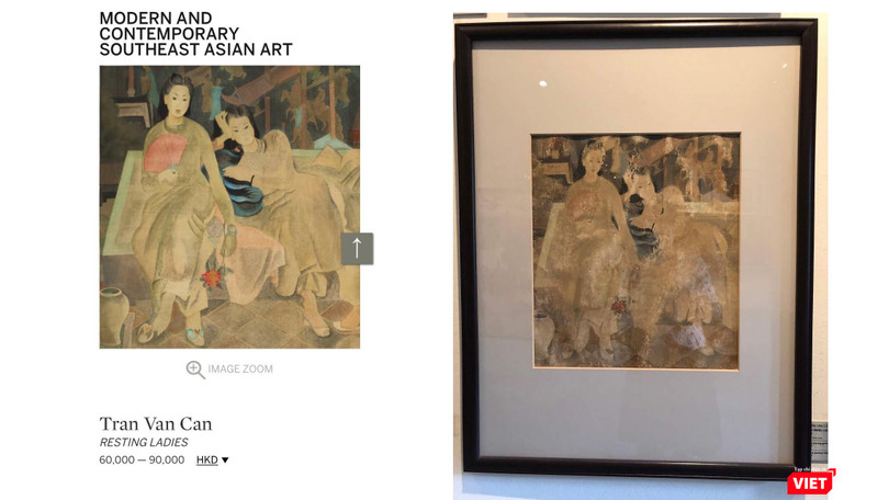 Tranh của họa sĩ Trần Văn Cẩn - Một bản khá mới đang được rao bán trên Sotheby's Hong Kong; trong khi bản đang lưu giữ ở Bảo tàng Mỹ thuật Việt Nam đã xuống cấp trầm trọng. 