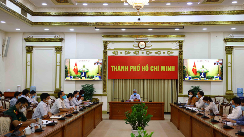 Đầu cầu TP.HCM trong phiên họp Chính phủ sáng 2/2 (Ảnh: Huyền Mai)