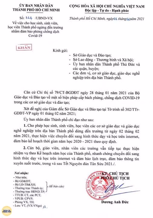 Công văn khẩn của UBND TP.HCM vừa gửi đi Công văn khẩn của UBND TP.HCM vừa gửi đi