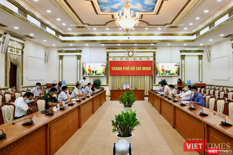 Điểm cầu TP.HCM tham gia cuộc họp sáng 2/2 (Ảnh: Huyền Mai)