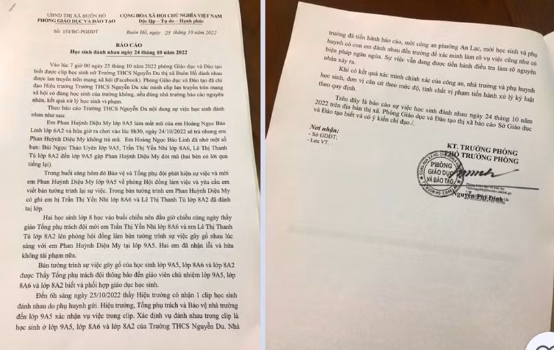 Báo cáo do thầy Phó phòng GD-ĐT thị xã ký