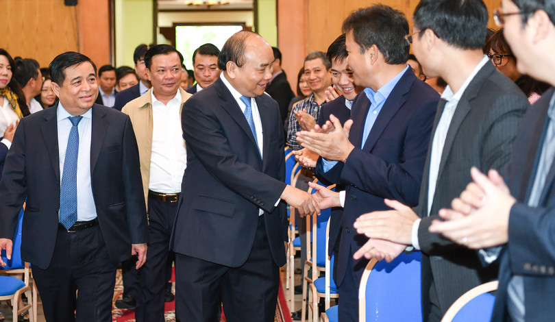 Thủ tướng đến làm việc với Bộ Kế hoạch và Đầu tư (KH&ĐT) sáng 19/2. (Ảnh: VGP)