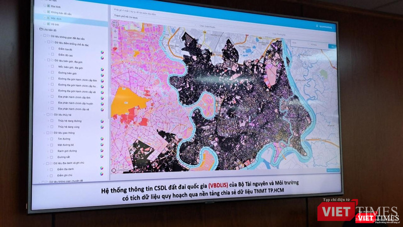Hệ thống thông tin CSDL đất đai quốc gia của Bộ Tài nguyên và Môi trường có tích hợp dữ liệu quy hoạch qua nền tảng chia sẻ dữ liệu TNMT TP.HCM. Ảnh: Hòa Bình