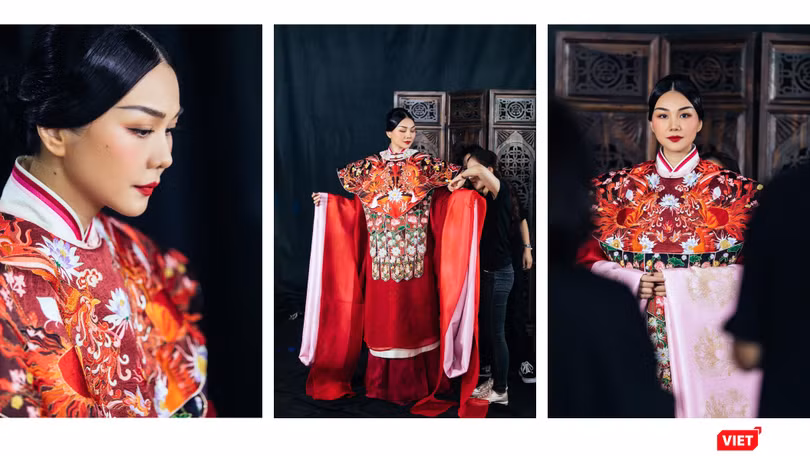Phượng bào của Thái hậu Dương Vân Nga bị chê giống thời Mãn Thanh (Ảnh: Hòa Bình ghép) 