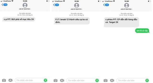 Liên tiếp các số lạ nhắn đến để kích mua cổ phiếu FIT.