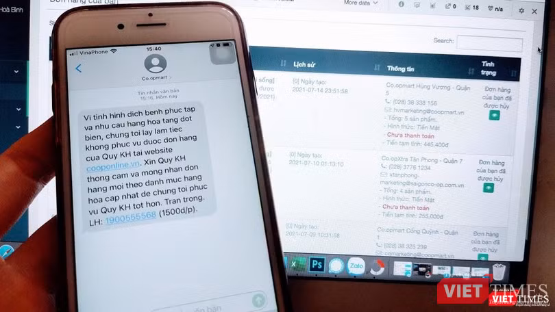 Đơn hàng mua trực tuyến liên tiếp bị huỷ mà không đưa rõ lý do - Ảnh: Hoà Bình