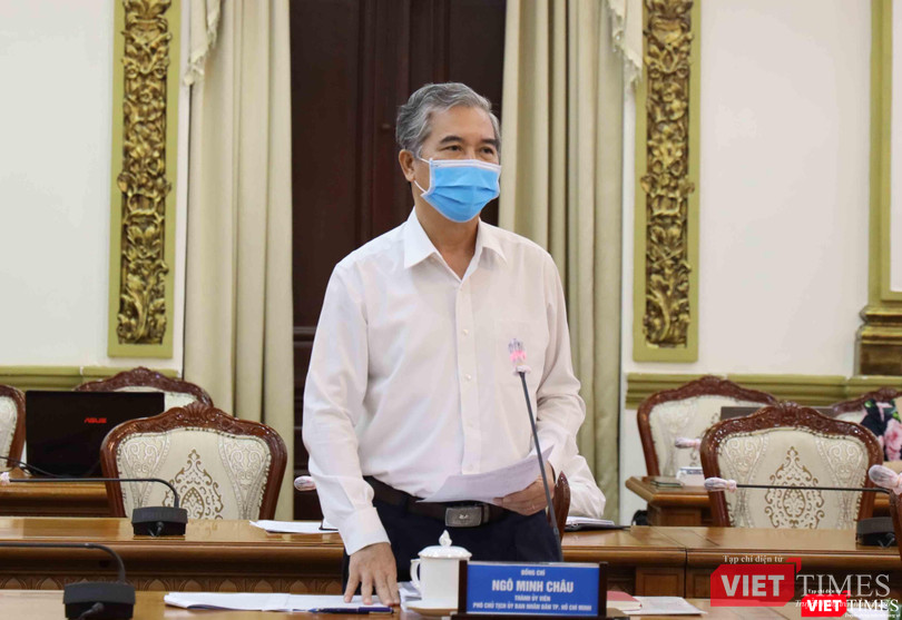 Phó Chủ tịch UBND TP.HCM Ngô Minh Châu tại cuộc họp Ban Chỉ đạo phòng, chống dịch