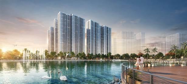 Các căn hộ phía Đông Bắc dự án có tầm nhìn ra khu vực cây xanh và hồ điều hòa của công viên.