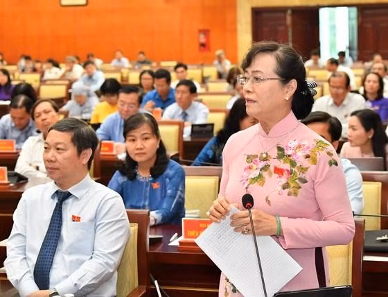 Đại biểu Nguyễn Thị Quyết Tâm phát biểu tại kỳ họp. Ảnh: Việt Dũng