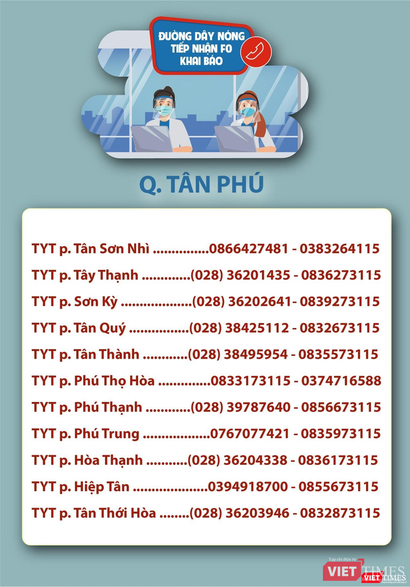 Danh sách đường dây nóng Quận Tân Phú